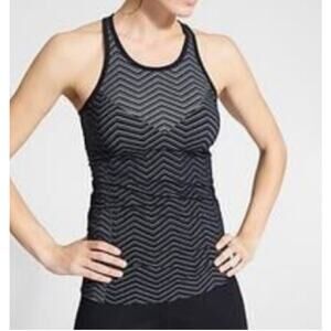 Athleta - Finish Fast Black/Grey Chevron Seamless Racerback Tank - Size Med Top